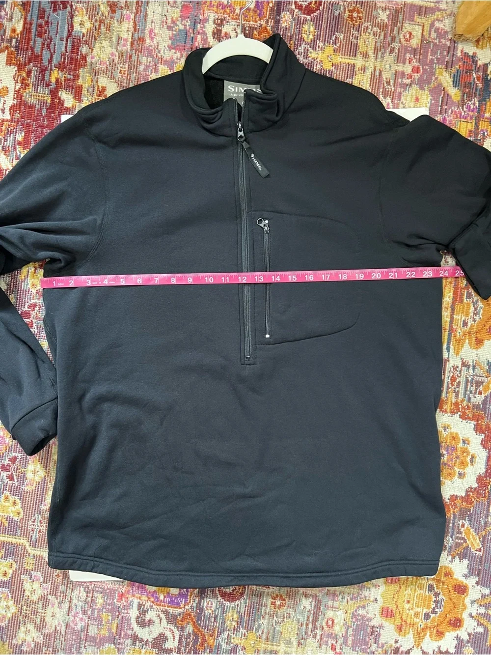 Simms Fishing Black Half-Zip Chest Pocket Pullover